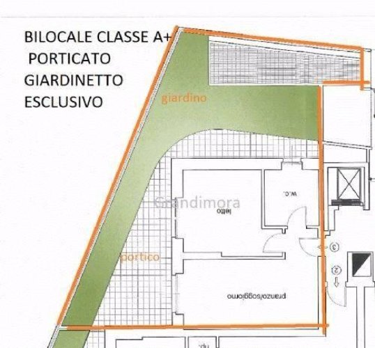 in contesto lusso bilocale con patio coperto e giardino Bergamo