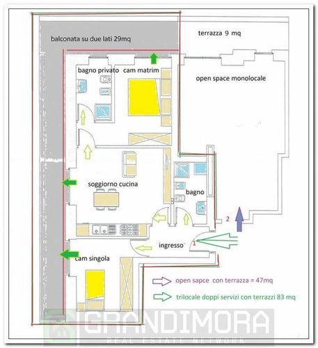 Trilocale doppi servizi contesto lusso Bergamo