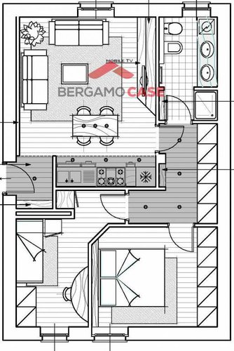 Trilocale ultimo piano via suardi Bergamo