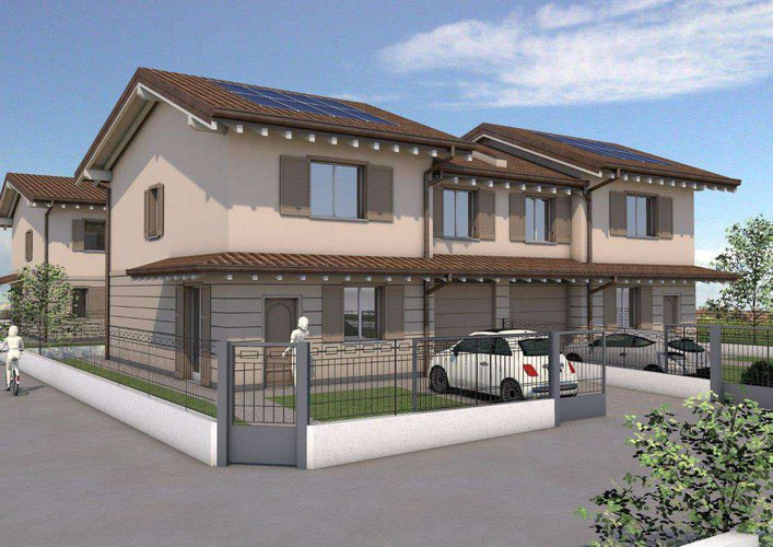 Nuova villa bifamiliare in classe energetica A a Calvenzano in zona residenziale.