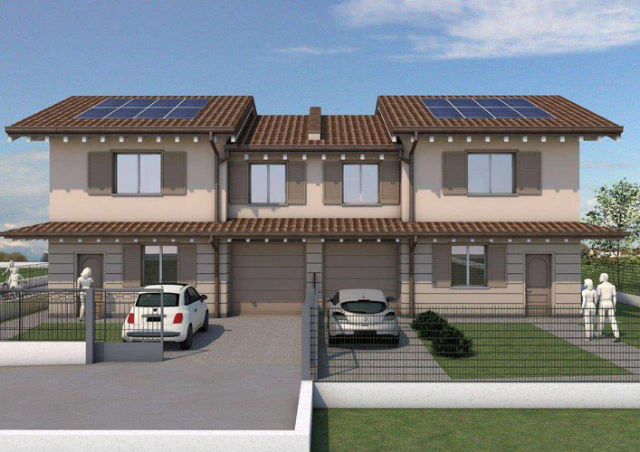 Nuova villa bifamiliare in classe energetica A a Calvenzano in zona residenziale. Calvenzano