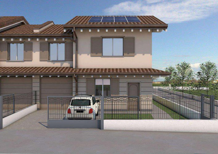 Nuova villa bifamiliare in classe energetica A a Calvenzano in zona residenziale. Calvenzano