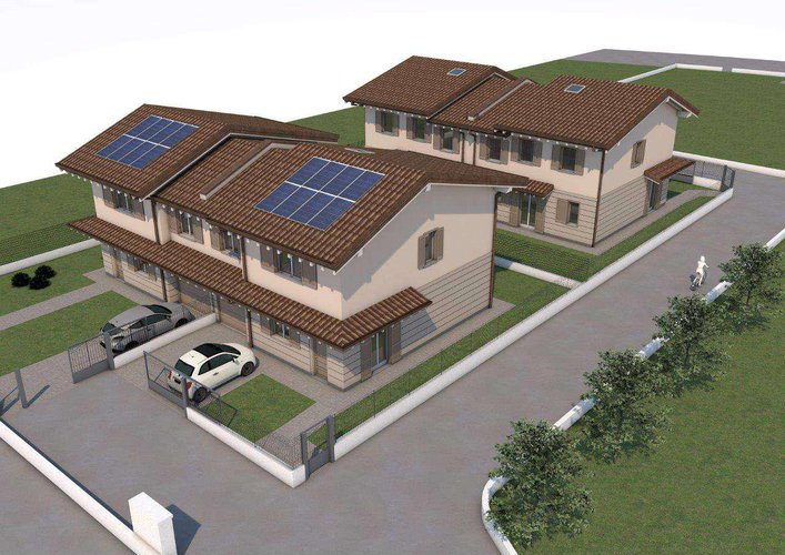 Nuova villa bifamiliare in classe energetica A a Calvenzano in zona residenziale. Calvenzano