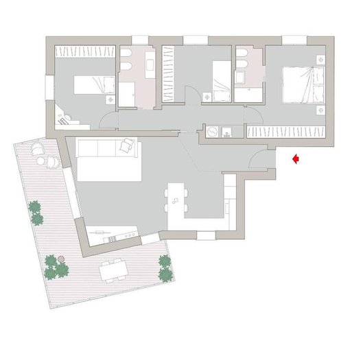 QUADRILOCALE CON GIARDINO ESPOSTO SU TRE LATI Lallio