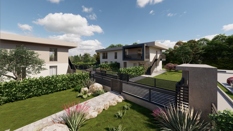 Quadrilocale con giardino, doppi servizi e box doppio