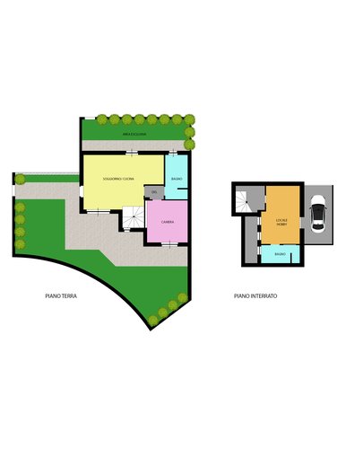 2 locali con taverna, portico e giardino - Box Brembate