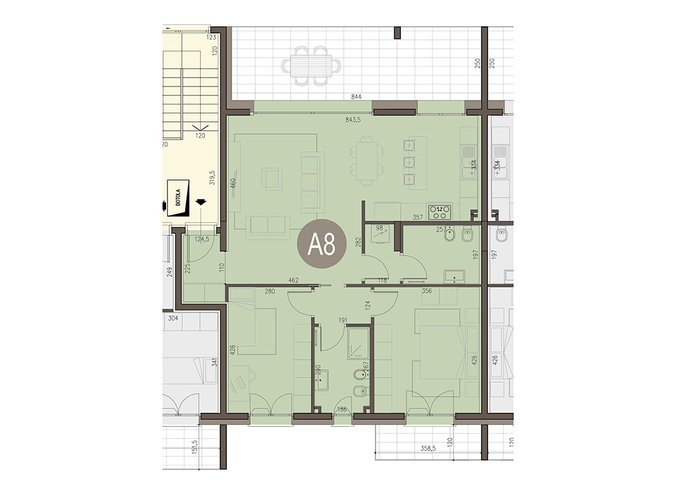 Trilocale a Piano Primo e box doppio in lunghezza a piano interrato Guanzate