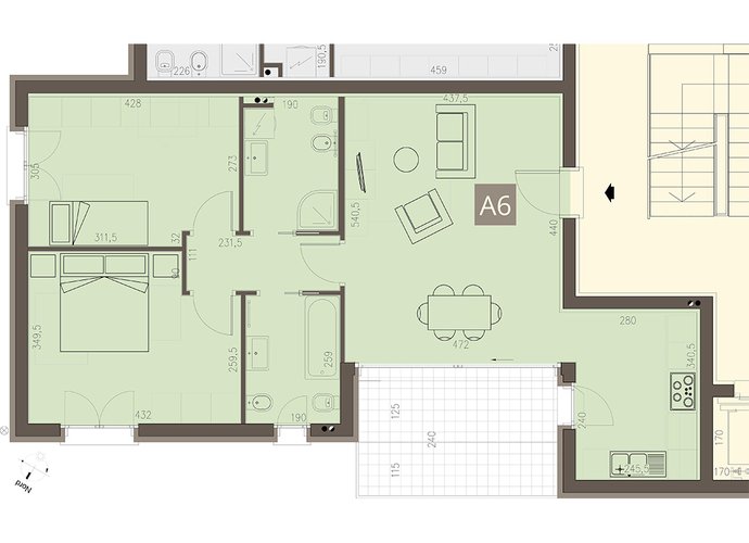 Trilocale a  Piano Primo in Mozzate Mozzate