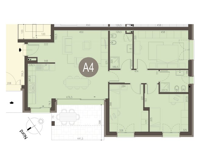 Quadrilocale Piano Terra Erba