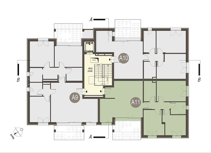 Quadrilocale Piano Secondo in Erba Erba